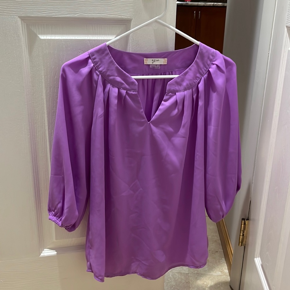 Bright purple blouse great for work or casual top with jeans!